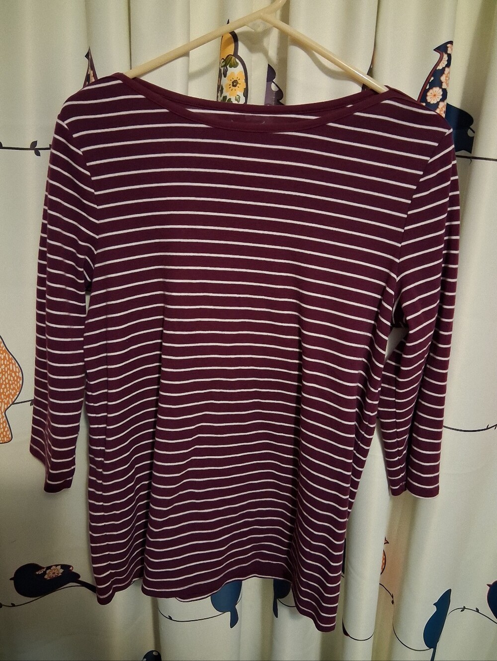 Faded Glory Women’s Purple & White Striped Long Sleeve Size XL